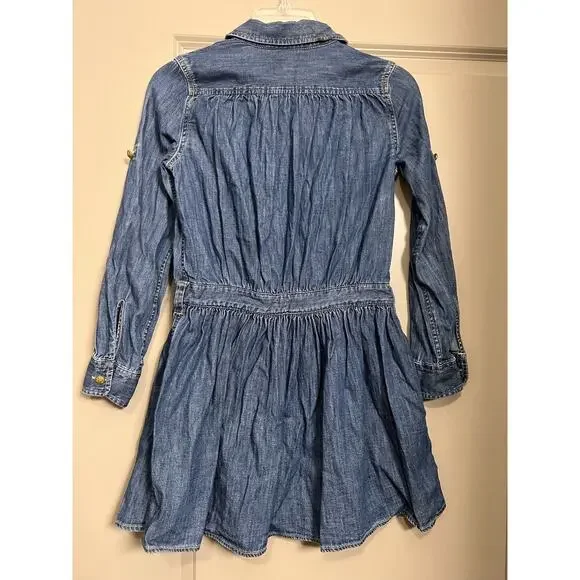 Polo Ralph Lauren Girl’s Denim Longsleeve Dress - Size 12 - Picture 6 of 9